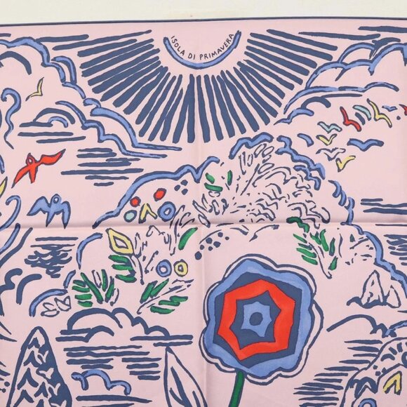 HERMES Carre 90 Scarf ""ISOLA DI PRIMAVERA"" Silk Pink Auth 133737 - Picture 9 of 16